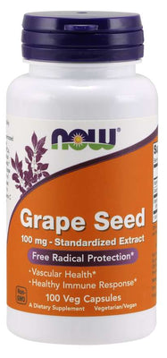 NOW Foods Grape Seed Standardized Extract, 100mg - 100 vcaps
