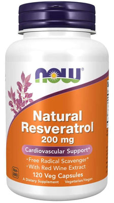 NOW Foods Natural Resveratrol with Red Wine Extract, 200mg - 120 vcaps