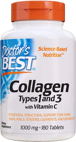 Doctor's Best Collagen Types 1 and 3 with Vitamin C, 1000mg - 180 tabs