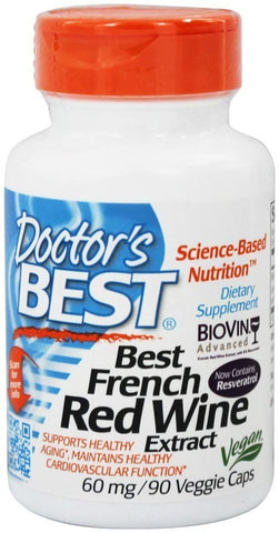 Doctor's Best French Red Wine Grape Extract with Biovin, 60mg - 90 vcaps