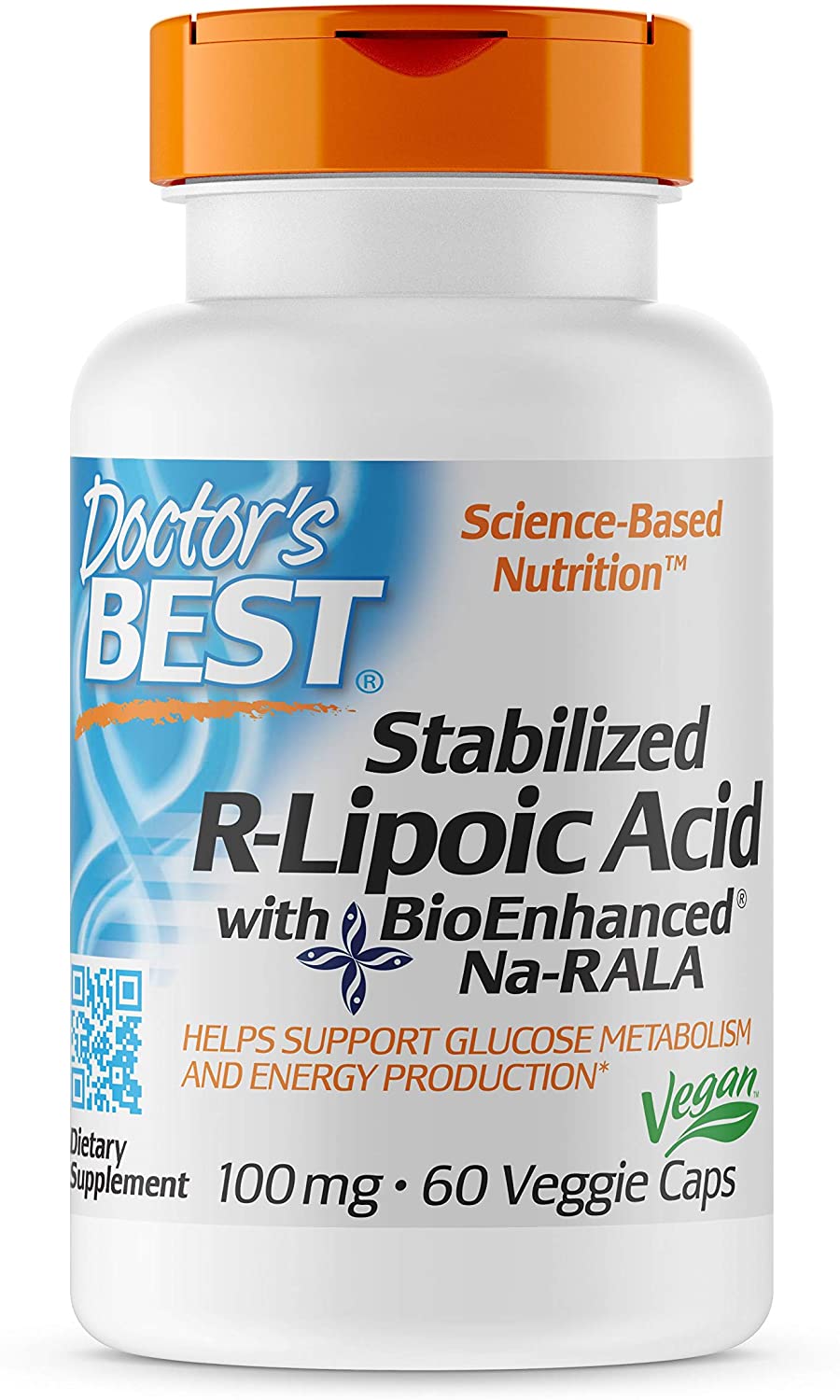 Doctor's Best Stabilized R-Lipoic Acid with BioEnhanced Na-RALA, 100mg - 60 vcaps