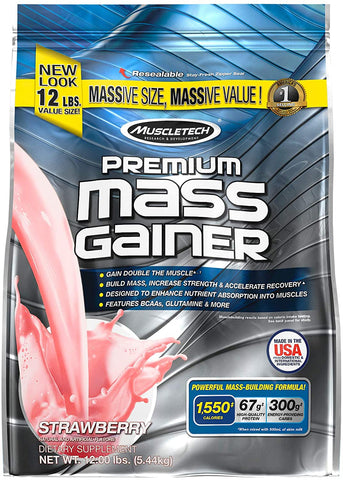 MuscleTech 100% Premium Mass Gainer, Strawberry - 5440g