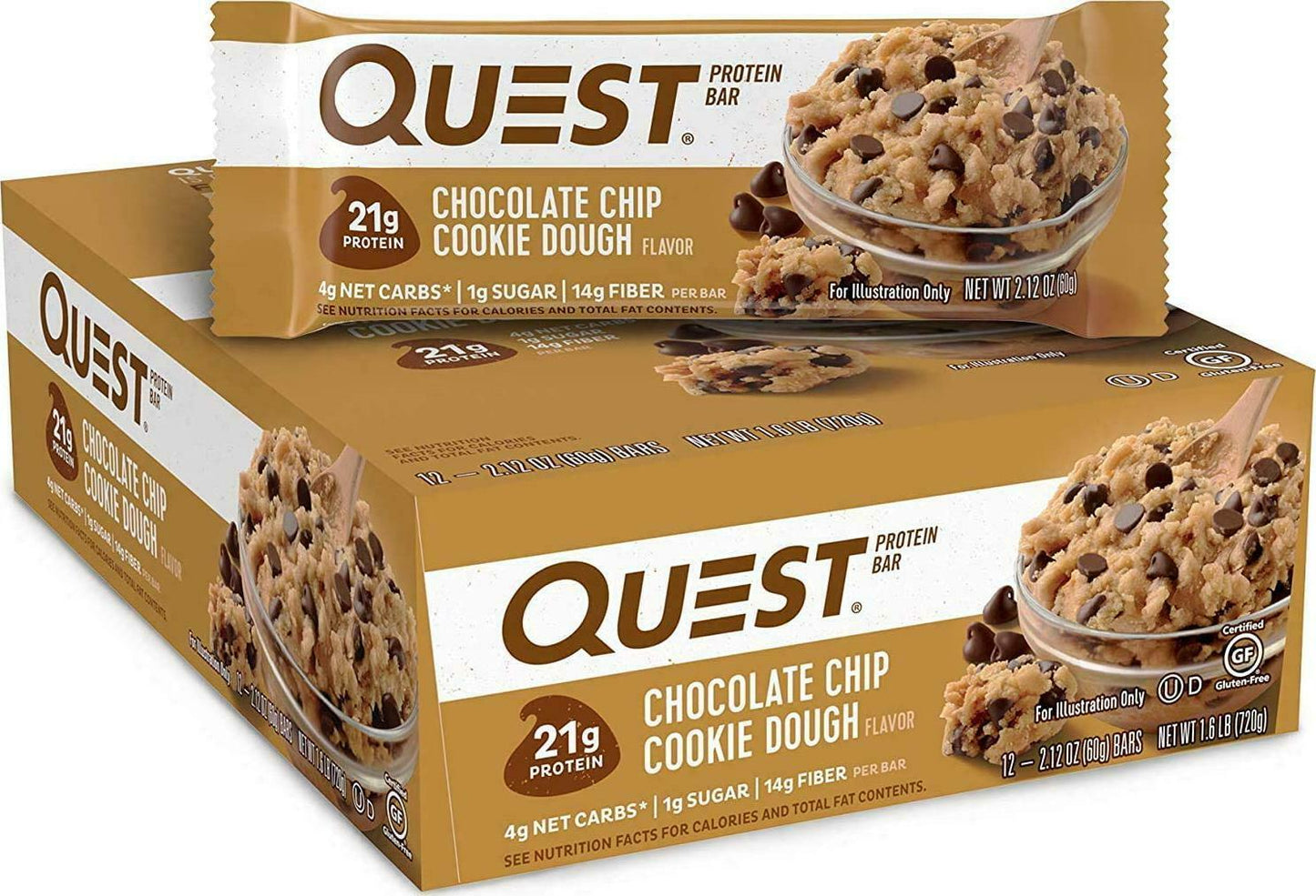 Quest Nutrition Quest Bar, Chocolate Chip Cookie Dough - 12 bars