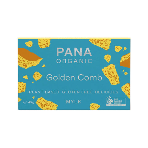 Pana Chocolate Golden Comb Mylk Bar - Vegan Organic Gluten Free 45g (Pack of 12)