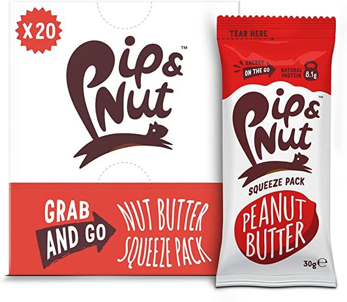 Pip & Nut Smooth Peanut Butter Squeeze Pack 30g (Pack of 20)