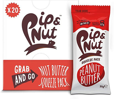 Pip & Nut Smooth Peanut Butter Squeeze Pack 30g (Pack of 20)