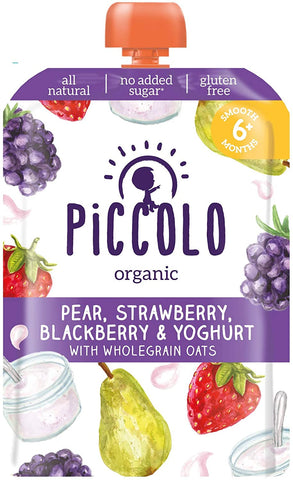 Piccolo Foods Organic Pear, Strawberry, Blackberry Yog 100g (Pack of 5)