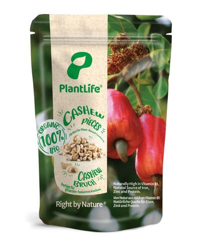 PlantLife Organic Unroasted Jumbo Cashew Nut Pieces 400g (Pack of 7)