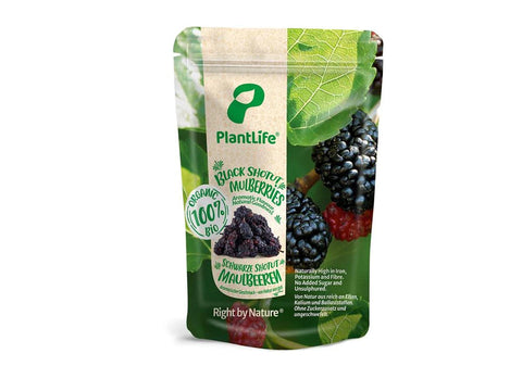 PlantLife Organic Dried Black Mulberries Shotut Variety 175g (Pack of 7)