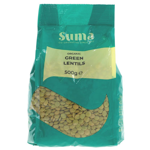 Suma Prepacks Organic Green Lentils 500g (Pack of 6)