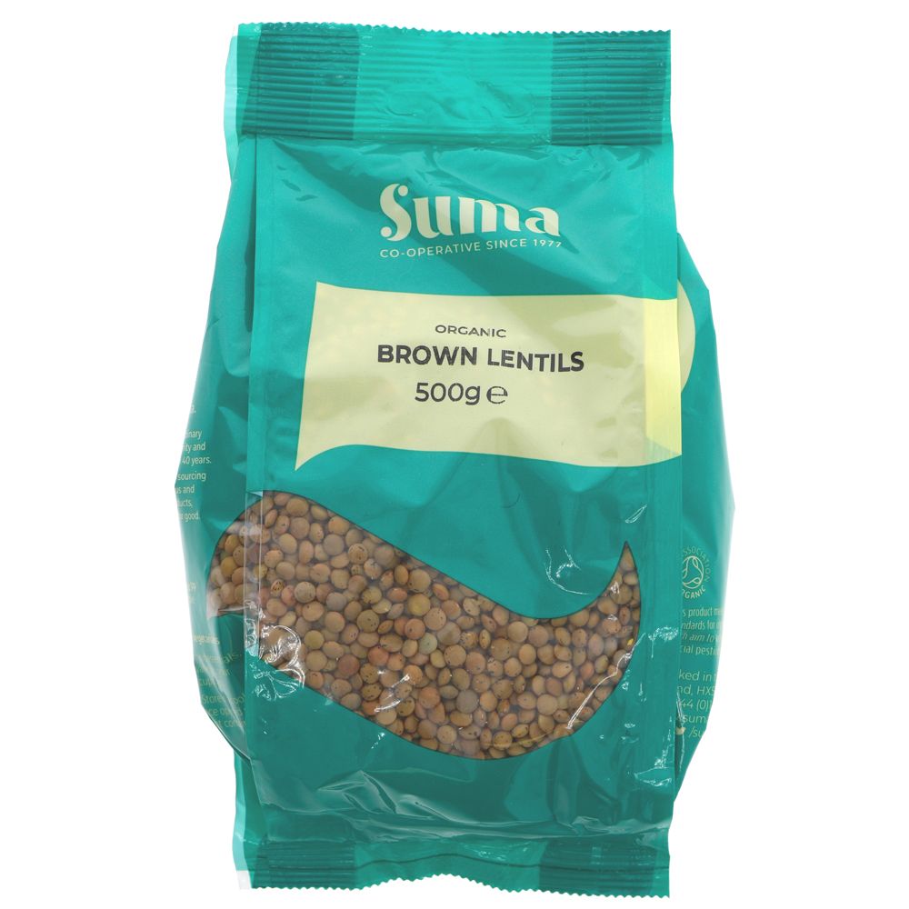 Suma Prepacks Organic Brown Lentils 500g (Pack of 6)