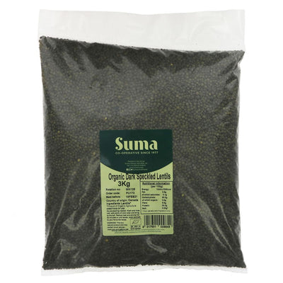 Suma Bagged Down Organic Dark Speckled Lentils 3kg