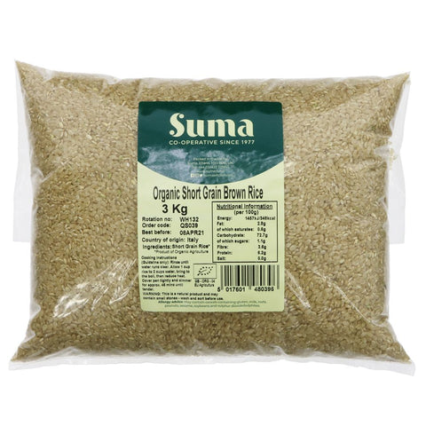 Suma Bagged Down - Organic Short Grain Brown Rice 3kg