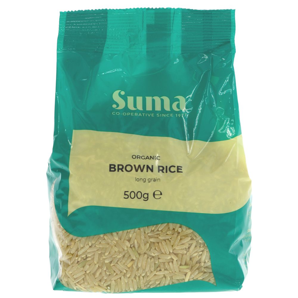 Suma Prepacks Organic Long Grain Brown Rice 500g (Pack of 6)
