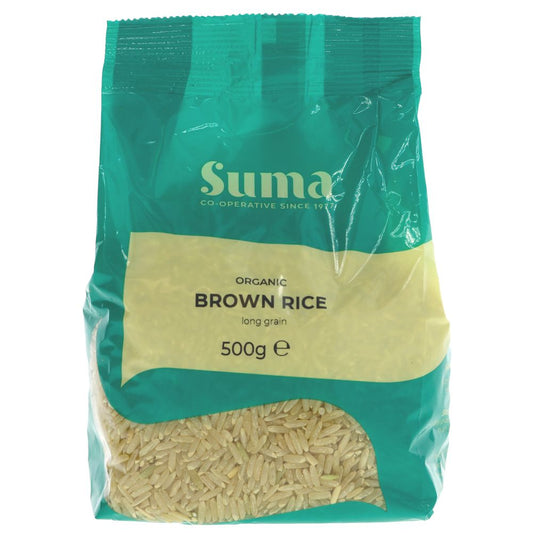Suma Prepacks Organic Long Grain Brown Rice 500g (Pack of 6)