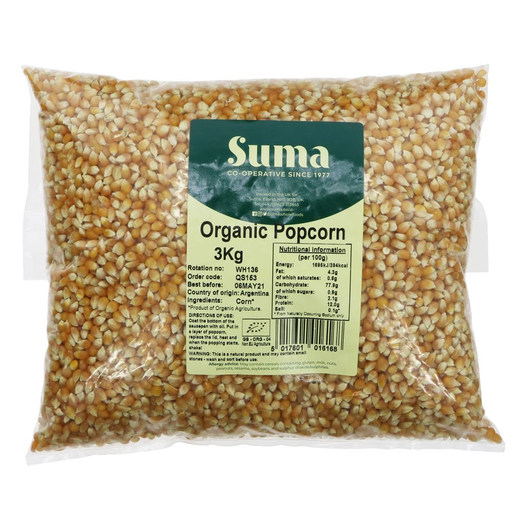 Suma Bagged Down - Organic Popcorn 3kg