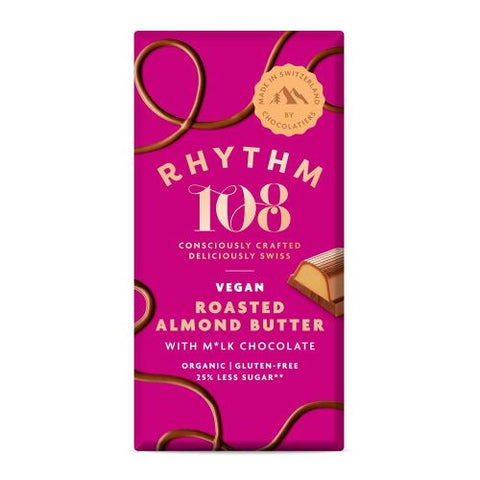 Rhythm 108 Choc Tablet - Roasted Almond 100g (Pack of 9)