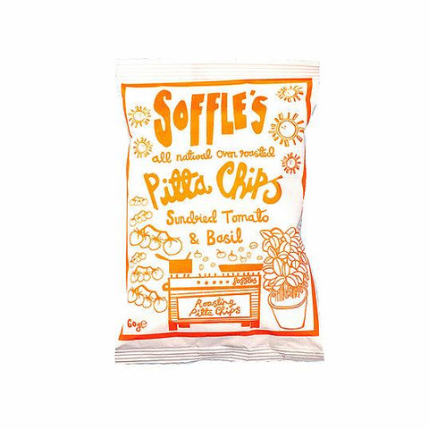 Soffle's Pitta Chips Sundried Tomato & Basil Pitta Chips 60g (Pack of 15)