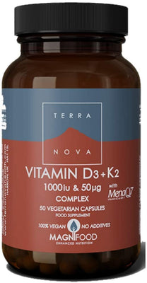 Terranova Vitamin D3 1,000iu with Vitamin K2 50ug Complex 50 Capsules