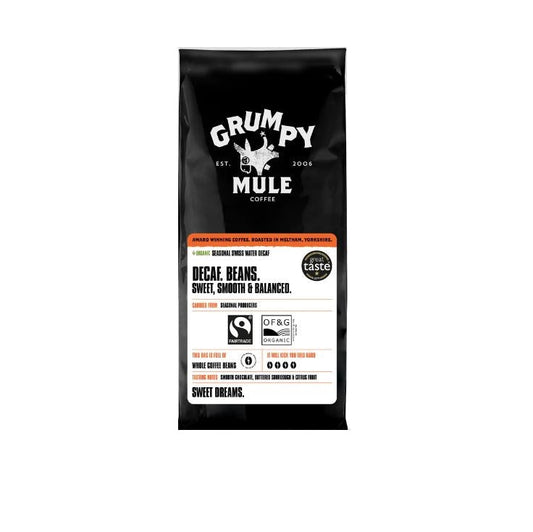 Grumpy Mule Decaf Beans Swiss Water 227g (Pack of 6)