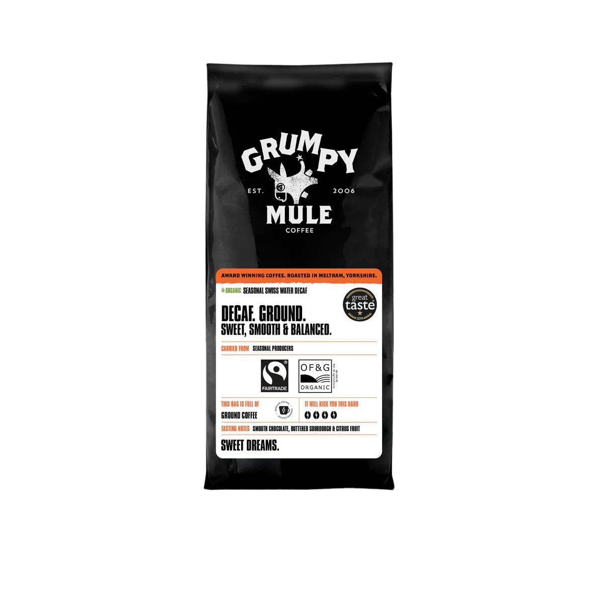 Grumpy Mule Decaffeinated Organic 227g (Pack of 6)