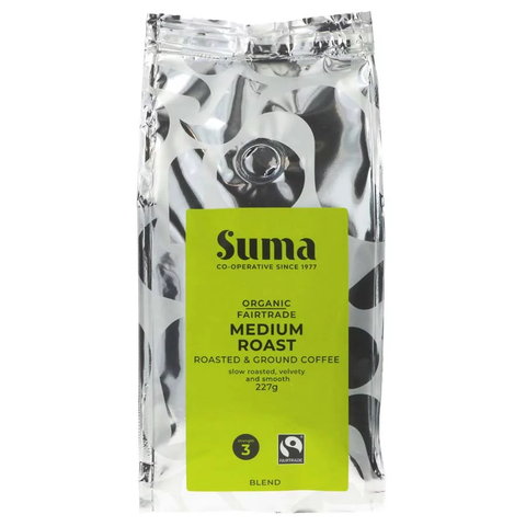 Suma Organic Medium Roast Ground Coffee 227g (Pack of 6)