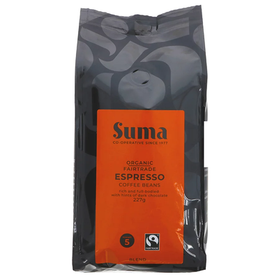Suma Organic Espresso Coffee Beans 227g (Pack of 6)