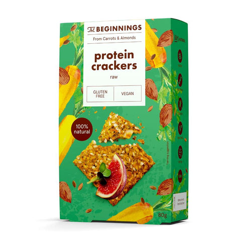 The Beginnings Protein Crackers 80g (Pack of 8)