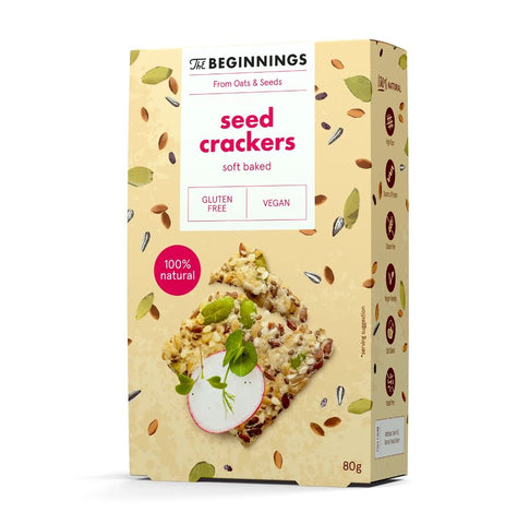 The Beginnings Seed Crackers with Sea Salt 80g (Pack of 8)