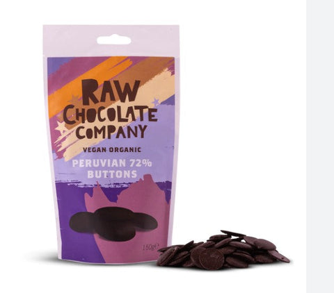 Raw Chocolate Company Peruvian 72% Buttons 150g (Pack of 6)