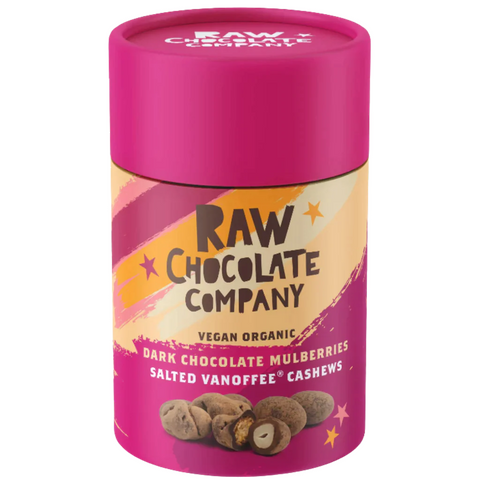 The Raw Chocolate Company Dark Chocolate Mulberries & Salt Vanoffee Cashews 180g (Pack of 12)