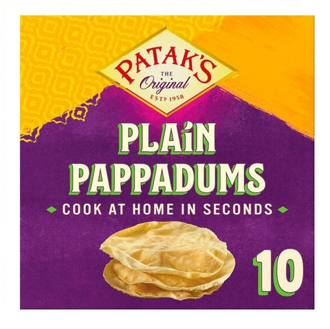 Pataks Pappadums Plain 100g (Pack of 12)