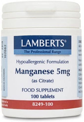 Lamberts Manganese 5mg (as Citrate) - 100 Tabs