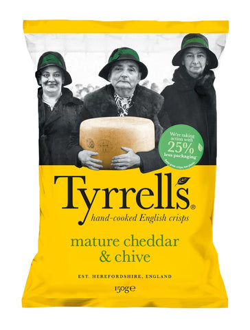 Tyrrells Cheddar Chive 150g (Pack of 8)