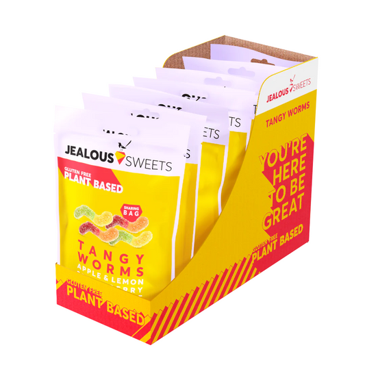 Jealous Sweets Tangy Worms Share Bags 125g (Pack of 7)