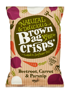 Brown bag crisps Vegetable Chips - Hand Cooked 40g (Pack of 15)