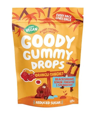 Goody Gummy Drops Orangu-tangies 125g (Pack of 8)