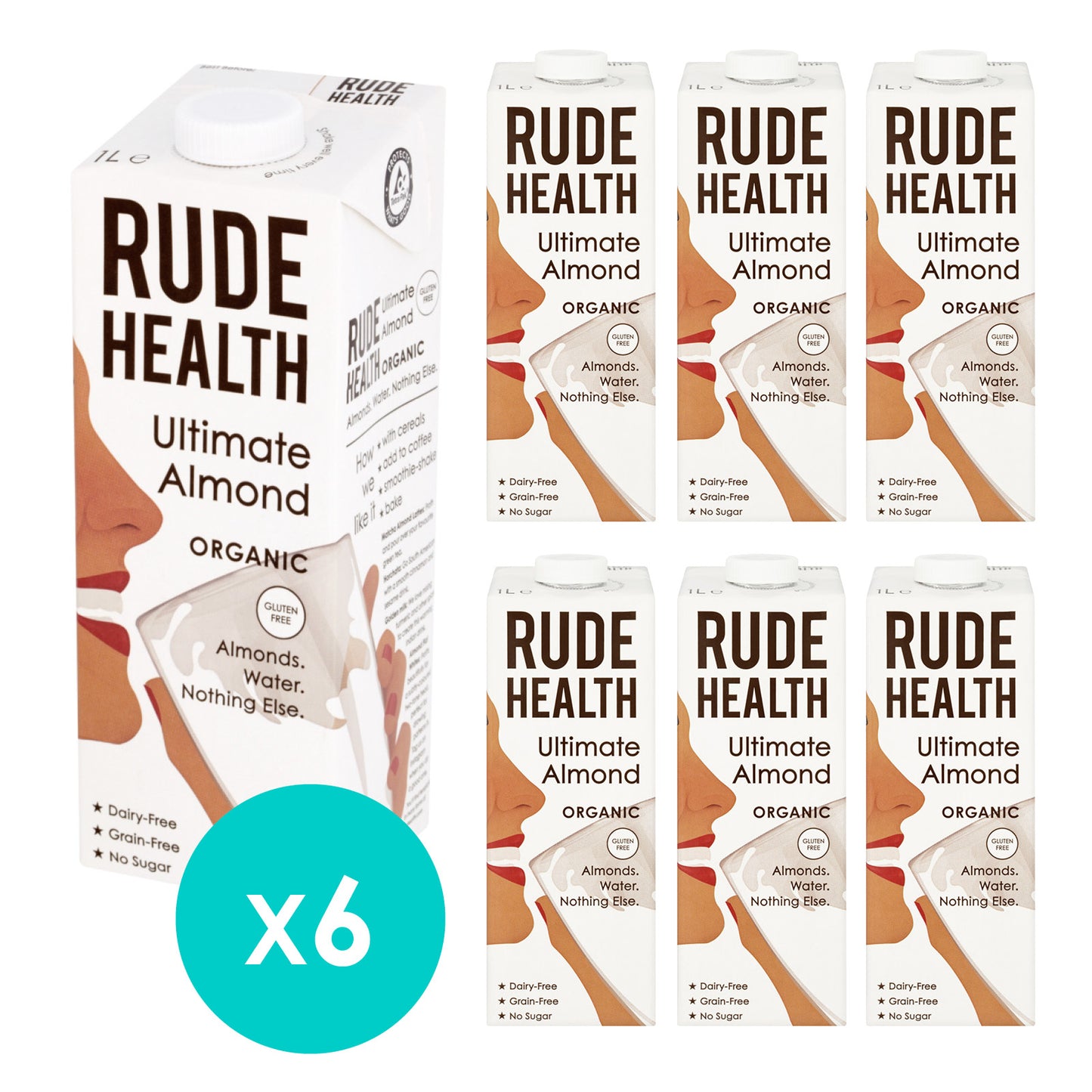 Rude Health Organic Ultimate Almond Drink 1L (Pack of 6)